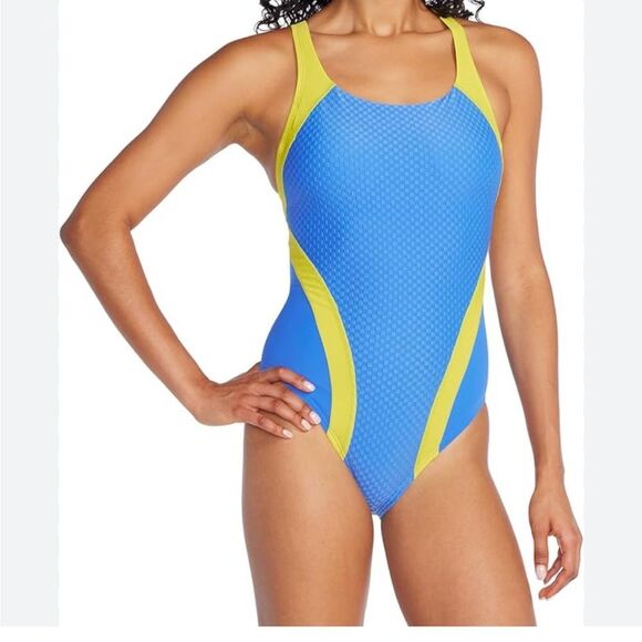 Speedo Swimsuit One Piece Creora Highclo Quantum Splice HighCut Solid Size 6 NWT - Picture 1 of 14